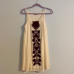 Cream and Maroon Floral Design Dress